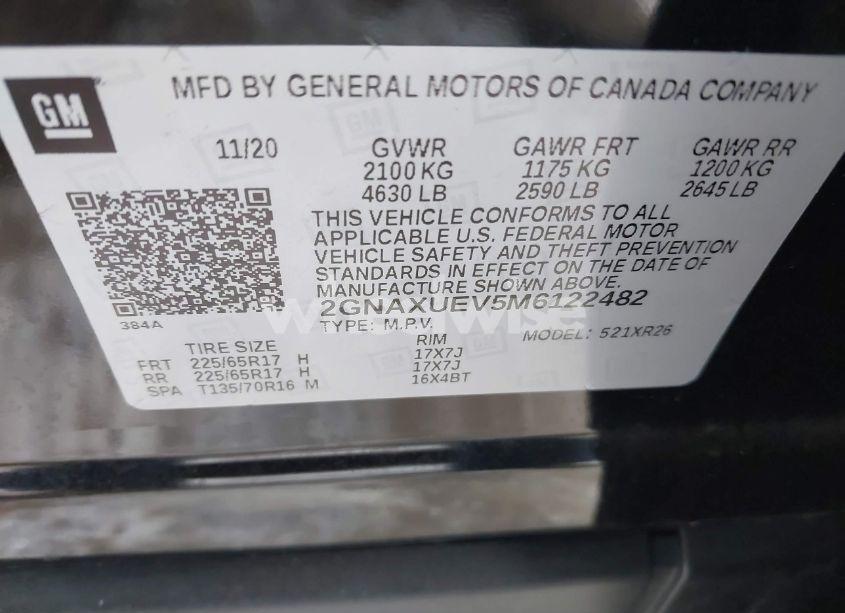Photo 9 of 2021 Chevrolet Equinox AWD LT (VIN 2GNAXUEV5M6122482)