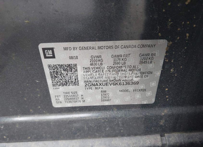 Photo 9 of 2019 Chevrolet Equinox LT (VIN 2GNAXUEV6K6136369)