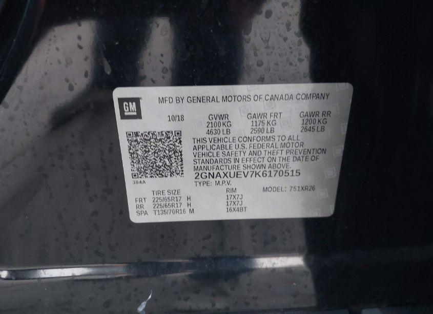 Photo 9 of 2019 Chevrolet Equinox LT (VIN 2GNAXUEV7K6170515)