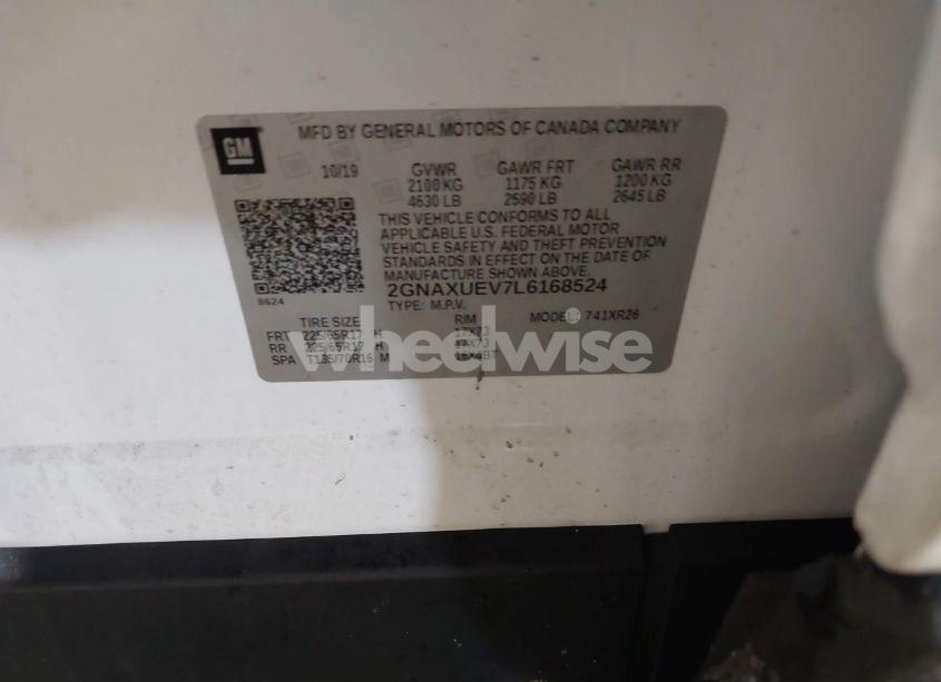 Photo 9 of 2020 Chevrolet Equinox AWD LT 1.5L TURBO (VIN 2GNAXUEV7L6168524)