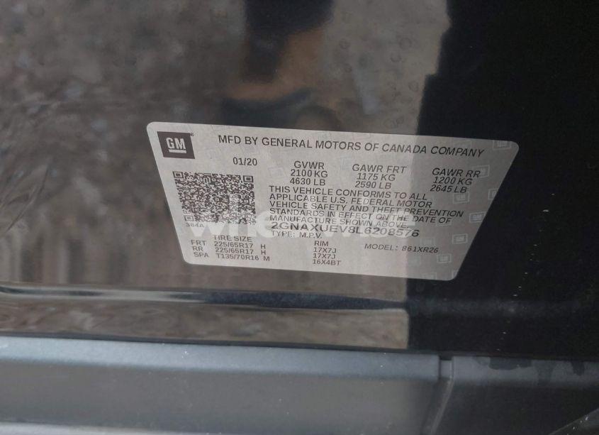 Photo 9 of 2020 Chevrolet Equinox AWD LT 1.5L TURBO (VIN 2GNAXUEV8L6208576)