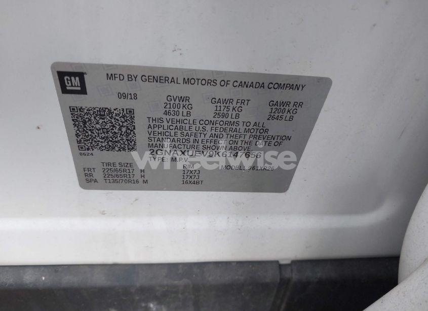 Photo 9 of 2019 Chevrolet Equinox LT (VIN 2GNAXUEV9K6147656)