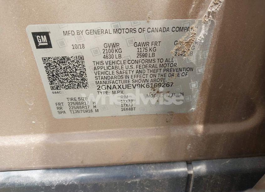 Photo 9 of 2019 Chevrolet Equinox LT (VIN 2GNAXUEV9K6169267)