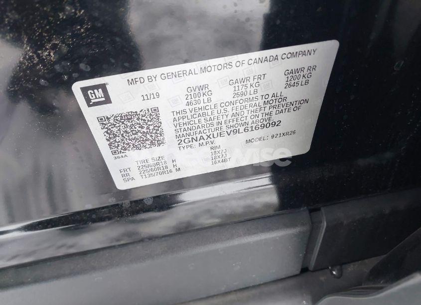 Photo 9 of 2020 Chevrolet Equinox AWD LT 1.5L TURBO (VIN 2GNAXUEV9L6169092)