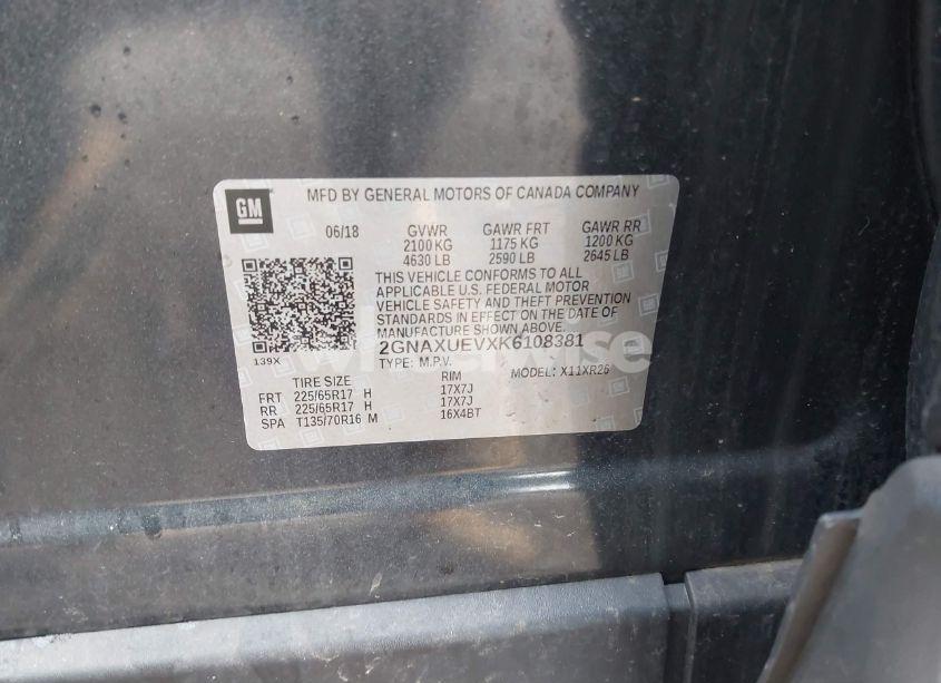 Photo 9 of 2019 Chevrolet Equinox LT (VIN 2GNAXUEVXK6108381)