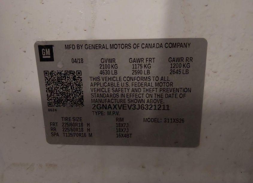 Photo 9 of 2018 Chevrolet Equinox PREMIER (VIN 2GNAXVEV3J6321211)