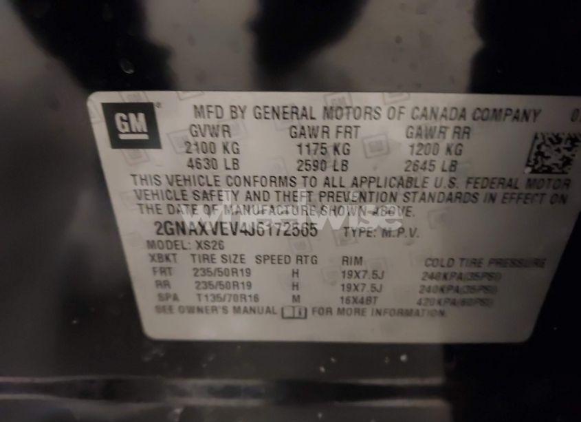 Photo 9 of 2018 Chevrolet Equinox PREMIER (VIN 2GNAXVEV4J6172565)