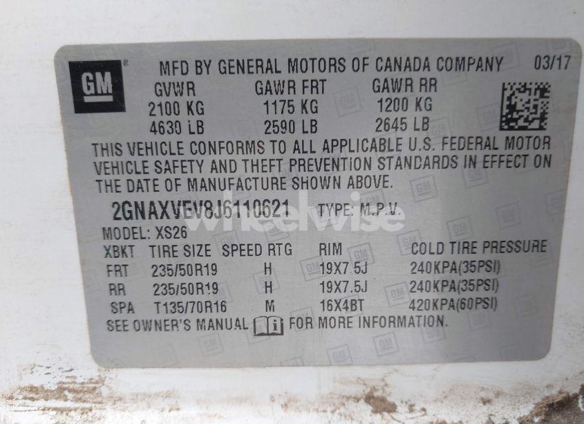 Photo 9 of 2018 Chevrolet Equinox PREMIER (VIN 2GNAXVEV8J6110621)