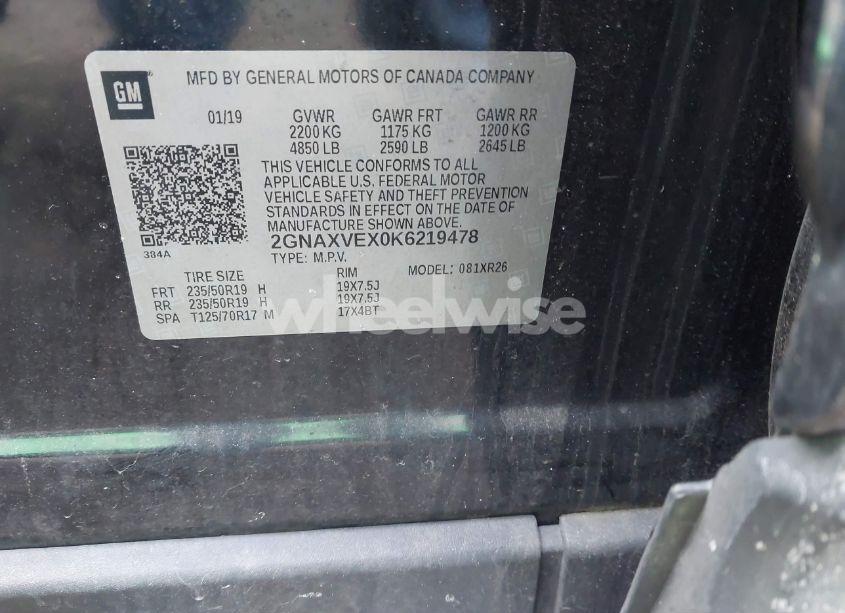 Photo 9 of 2019 Chevrolet Equinox LT (VIN 2GNAXVEX0K6219478)