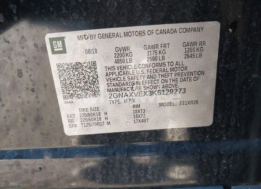 Photo 9 of 2019 Chevrolet Equinox LT (VIN 2GNAXVEX3K6129273)