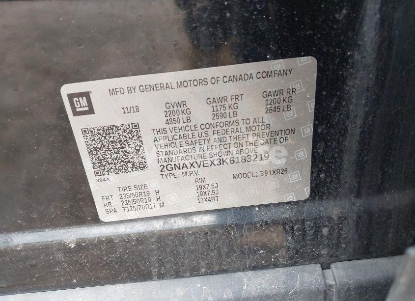 Photo 9 of 2019 Chevrolet Equinox LT (VIN 2GNAXVEX3K6183219)