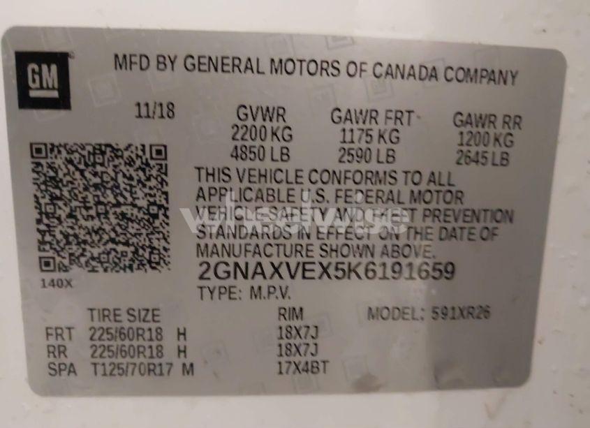 Photo 9 of 2019 Chevrolet Equinox LT (VIN 2GNAXVEX5K6191659)