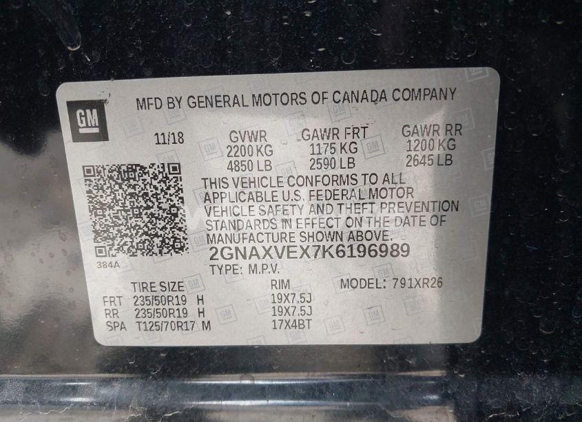 Photo 9 of 2019 Chevrolet Equinox LT (VIN 2GNAXVEX7K6196989)