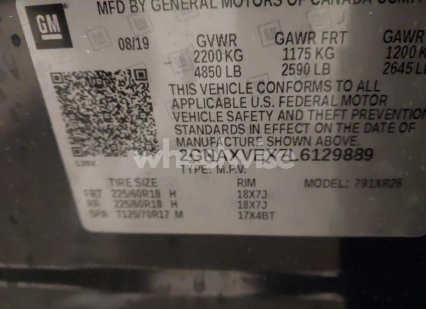 Photo 9 of 2020 Chevrolet Equinox AWD LT 2.0L TURBO (VIN 2GNAXVEX7L6129889)