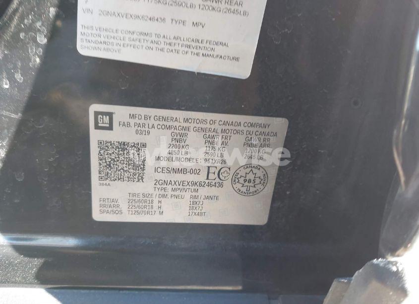 Photo 9 of 2019 Chevrolet Equinox LT (VIN 2GNAXVEX9K6246436)