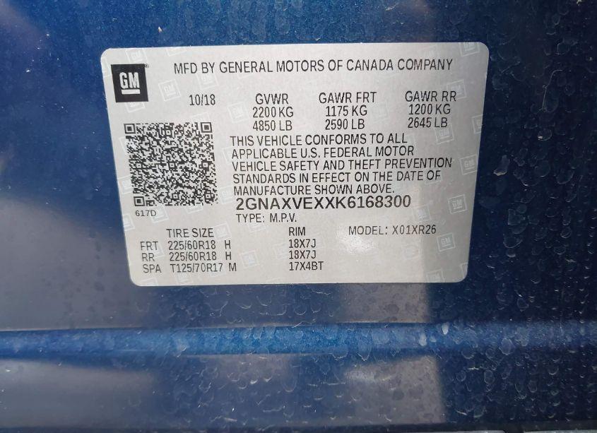 Photo 9 of 2019 Chevrolet Equinox LT (VIN 2GNAXVEXXK6168300)