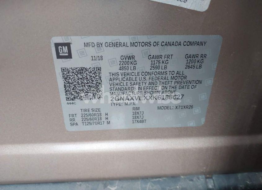 Photo 9 of 2019 Chevrolet Equinox LT (VIN 2GNAXVEXXK6188627)