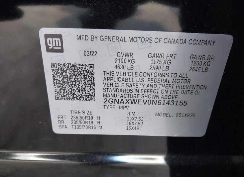 Photo 9 of 2022 Chevrolet Equinox AWD RS (VIN 2GNAXWEV0N6143155)