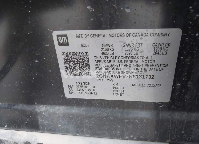 Photo 9 of 2022 Chevrolet Equinox AWD RS (VIN 2GNAXWEV7N6131732)