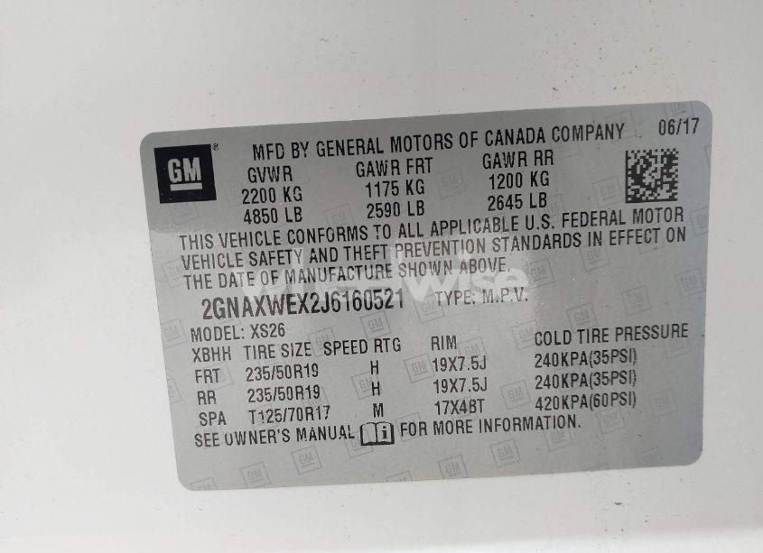 Photo 9 of 2018 Chevrolet Equinox PREMIER (VIN 2GNAXWEX2J6160521)