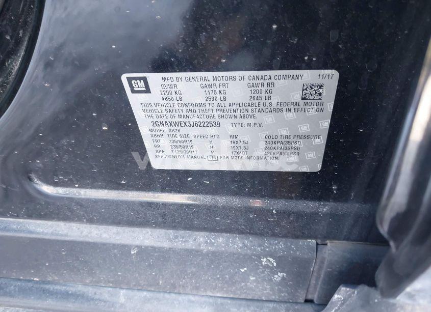 Photo 9 of 2018 Chevrolet Equinox PREMIER (VIN 2GNAXWEX3J6222539)