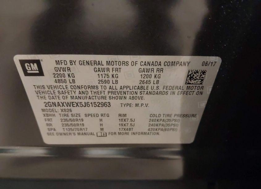 Photo 9 of 2018 Chevrolet Equinox PREMIER (VIN 2GNAXWEX5J6152963)