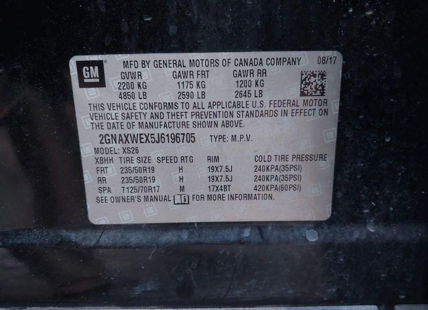 Photo 9 of 2018 Chevrolet Equinox PREMIER (VIN 2GNAXWEX5J6196705)