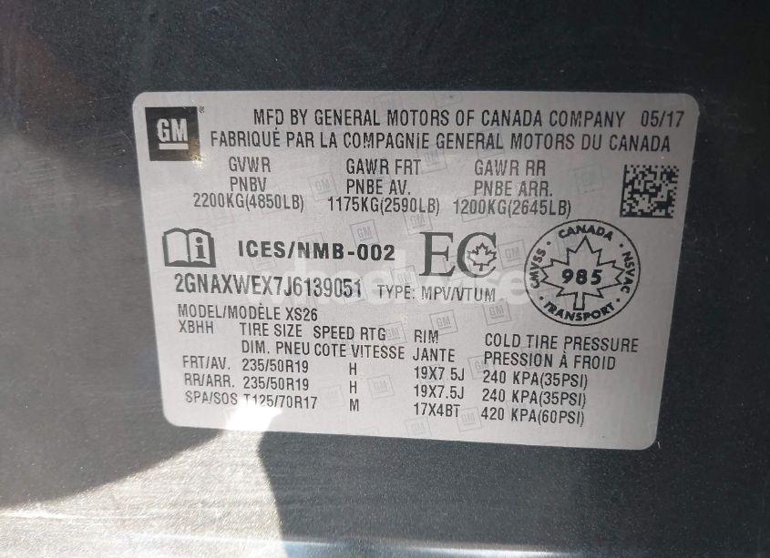 Photo 9 of 2018 Chevrolet Equinox PREMIER (VIN 2GNAXWEX7J6139051)