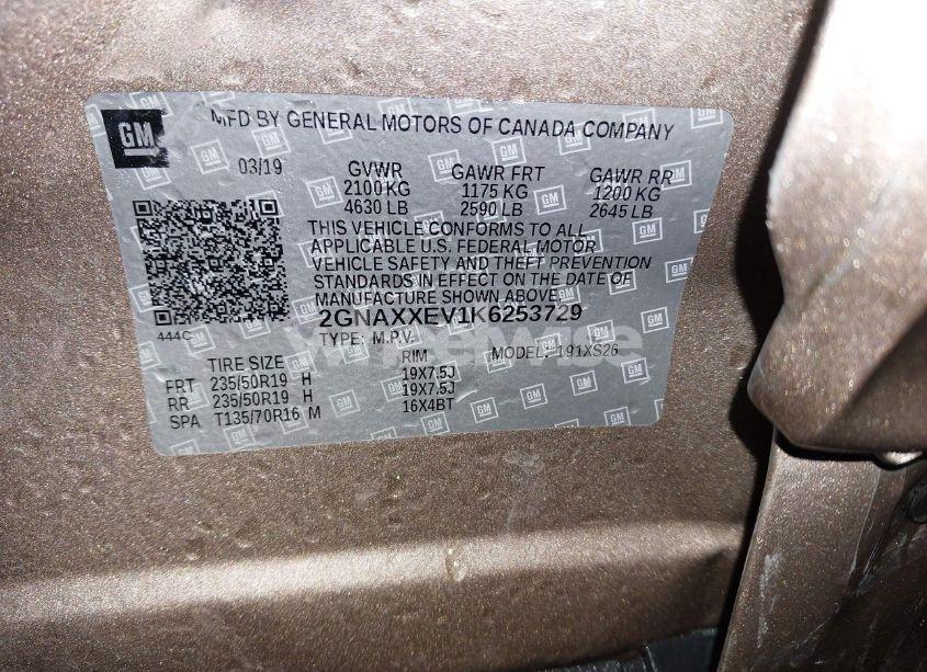 Photo 9 of 2019 Chevrolet Equinox PREMIER (VIN 2GNAXXEV1K6253729)