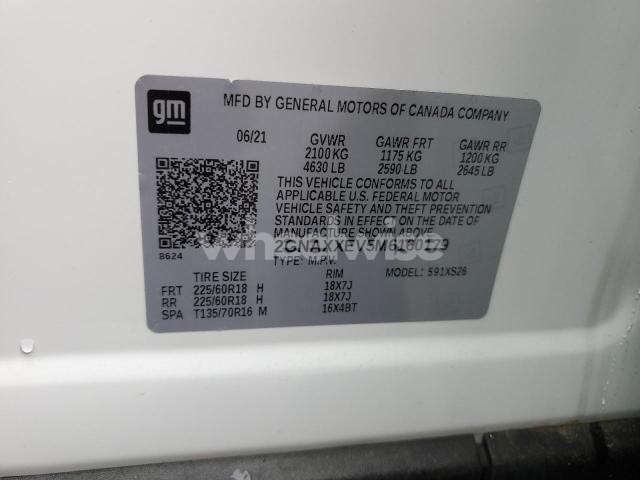 2021 CHEVROLET EQUINOX PREMIER (VIN 2GNAXXEV5M6160179) main photo