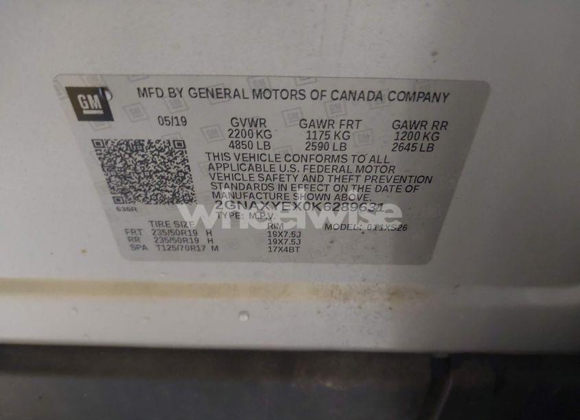 Photo 9 of 2019 Chevrolet Equinox PREMIER (VIN 2GNAXYEX0K6289631)