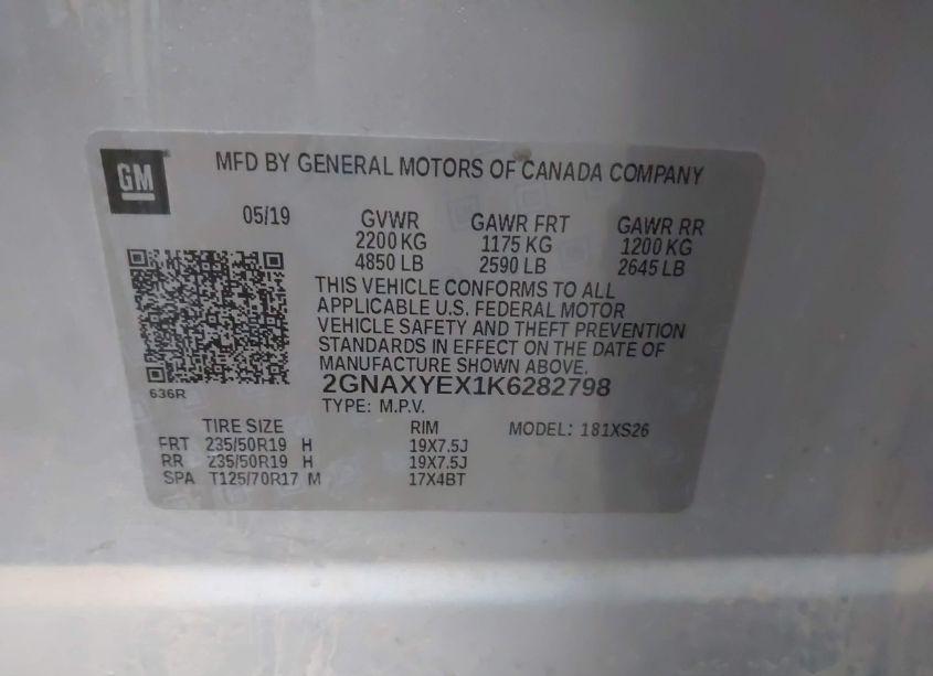 Photo 9 of 2019 Chevrolet Equinox PREMIER (VIN 2GNAXYEX1K6282798)