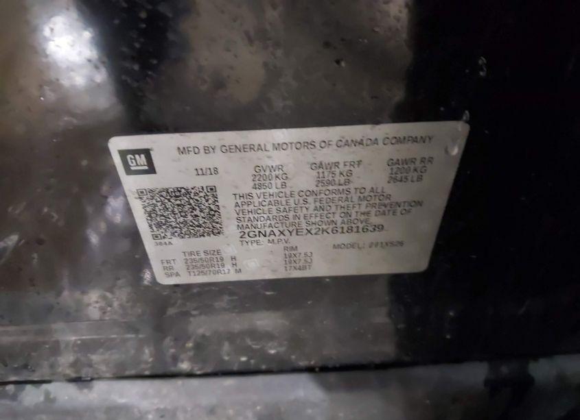 Photo 9 of 2019 Chevrolet Equinox PREMIER (VIN 2GNAXYEX2K6181639)