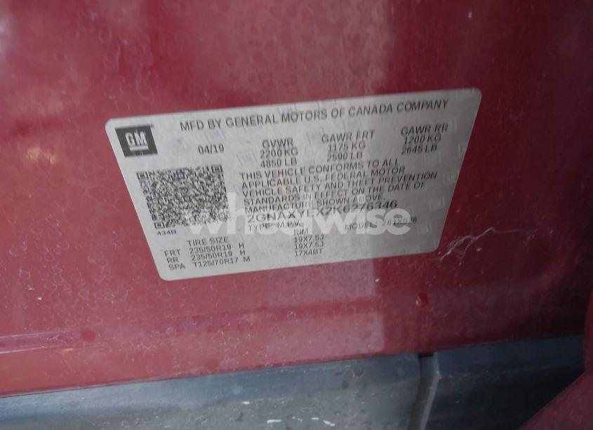 Photo 9 of 2019 Chevrolet Equinox PREMIER (VIN 2GNAXYEX2K6276346)