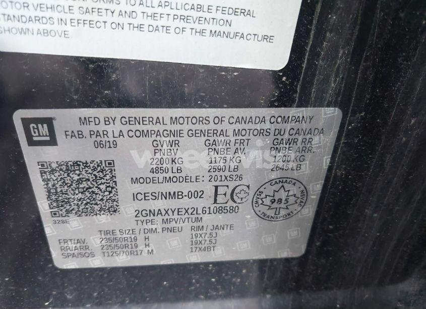 Photo 9 of 2020 Chevrolet Equinox AWD PREMIER 2.0L TURBO (VIN 2GNAXYEX2L6108580)