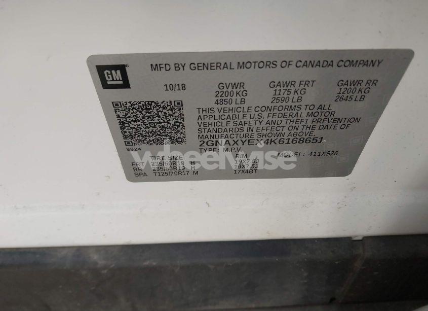 Photo 9 of 2019 Chevrolet Equinox PREMIER (VIN 2GNAXYEX4K6168651)