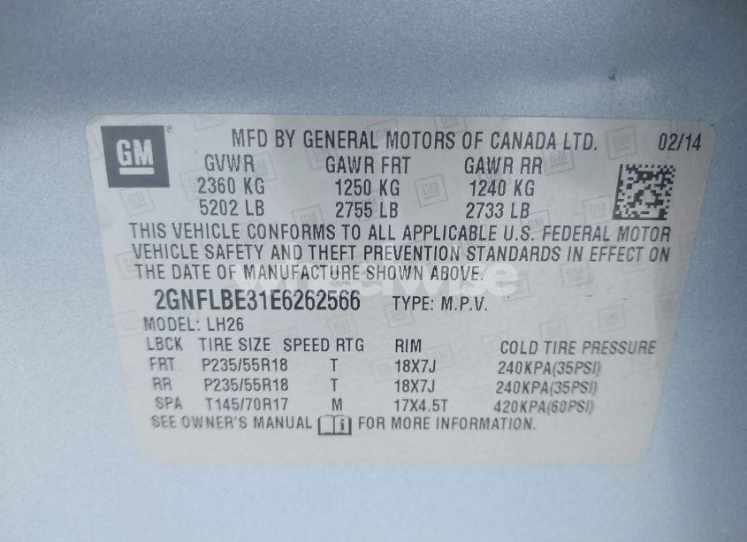 Photo 9 of 2014 Chevrolet Equinox 1LT (VIN 2GNFLBE31E6262566)