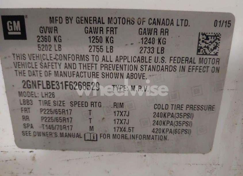 Photo 9 of 2015 Chevrolet Equinox 1LT (VIN 2GNFLBE31F6268529)