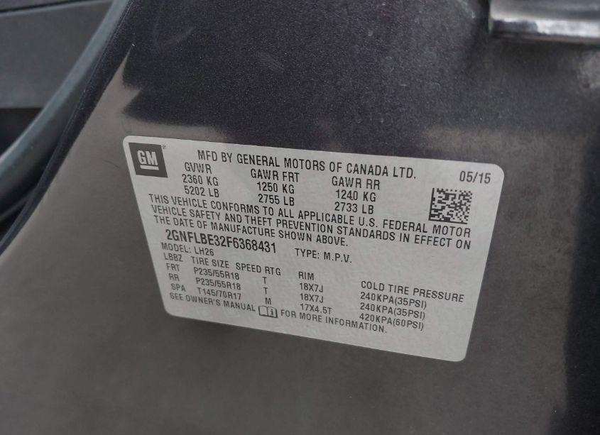 Photo 9 of 2015 Chevrolet Equinox 1LT (VIN 2GNFLBE32F6368431)