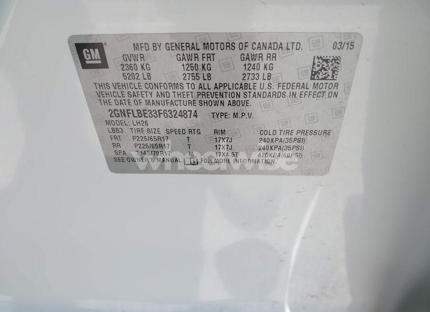 Photo 9 of 2015 Chevrolet Equinox 1LT (VIN 2GNFLBE33F6324874)