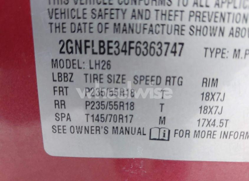 Photo 9 of 2015 Chevrolet Equinox 1LT (VIN 2GNFLBE34F6363747)