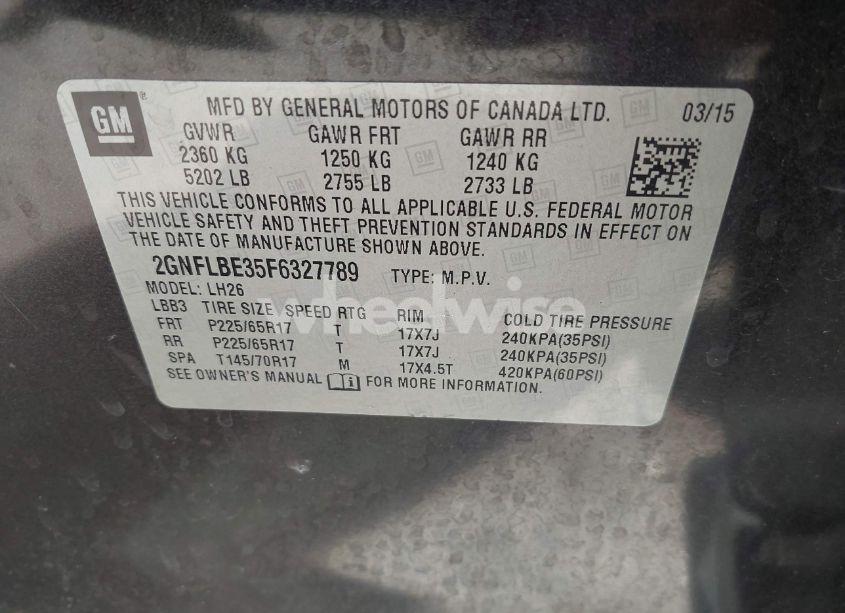 Photo 9 of 2015 Chevrolet Equinox 1LT (VIN 2GNFLBE35F6327789)