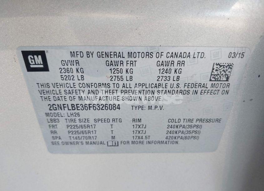 Photo 9 of 2015 Chevrolet Equinox 1LT (VIN 2GNFLBE36F6326084)