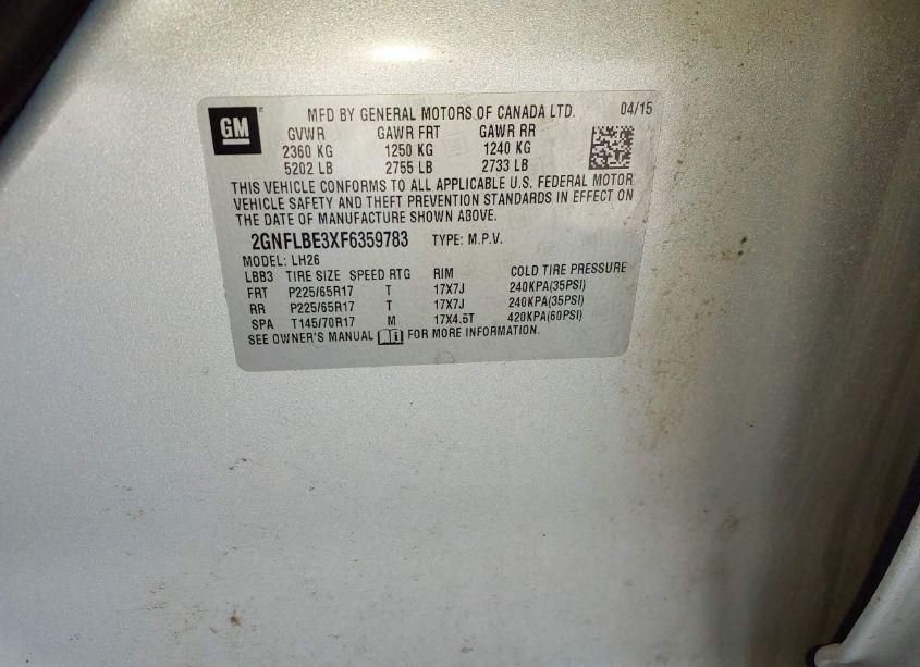 Photo 9 of 2015 Chevrolet Equinox 1LT (VIN 2GNFLBE3XF6359783)