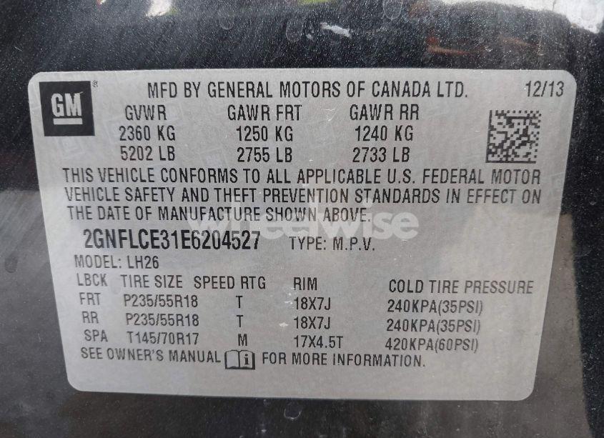 Photo 9 of 2014 Chevrolet Equinox 2LT (VIN 2GNFLCE31E6204527)