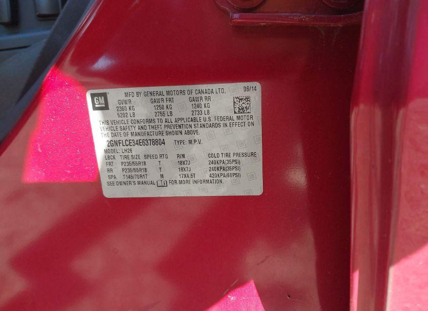 Photo 9 of 2014 Chevrolet Equinox 2LT (VIN 2GNFLCE34E6378804)