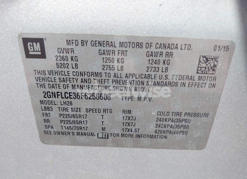 Photo 9 of 2015 Chevrolet Equinox 2LT (VIN 2GNFLCE36F6256608)
