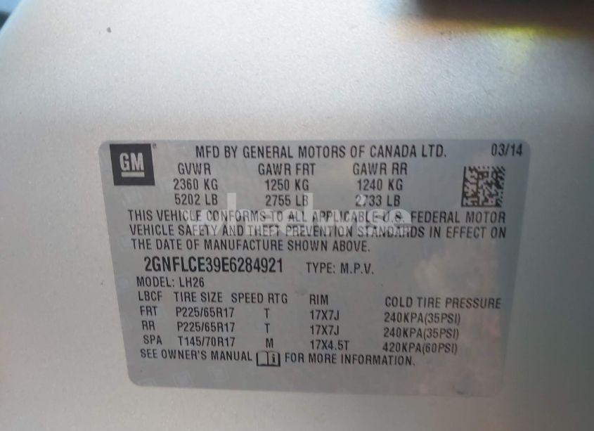 Photo 9 of 2014 Chevrolet Equinox 2LT (VIN 2GNFLCE39E6284921)