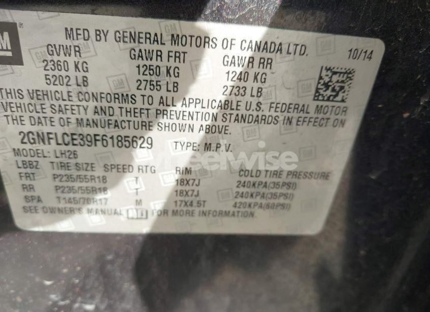 Photo 9 of 2015 Chevrolet Equinox 2LT (VIN 2GNFLCE39F6185629)