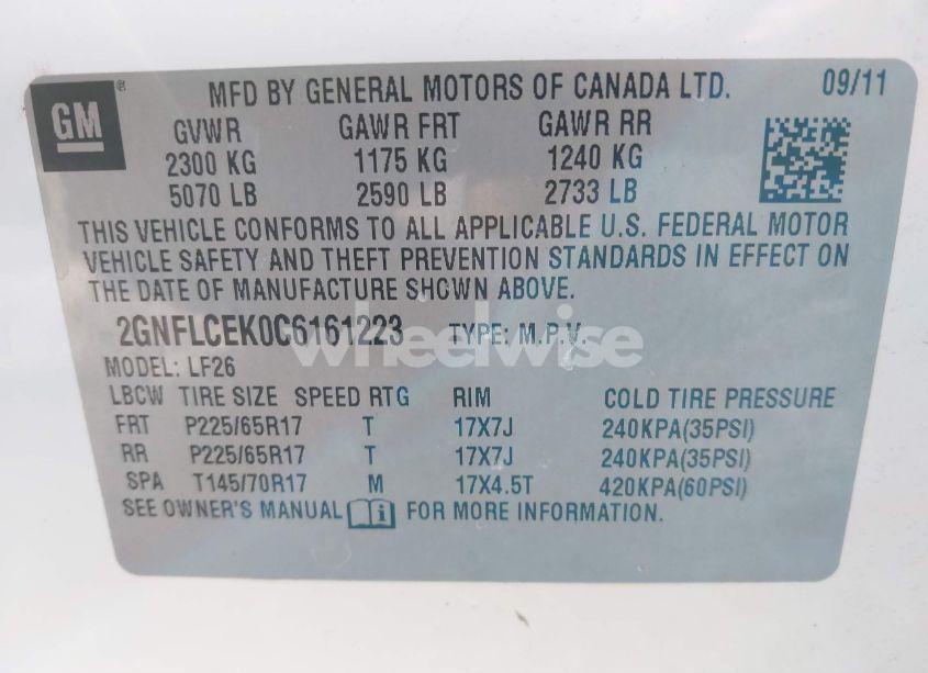 Photo 9 of 2012 Chevrolet Equinox LS (VIN 2GNFLCEK0C6161223)